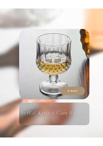 Şeffaf 6'lı Kristal Kısa Cam Bardak Seti