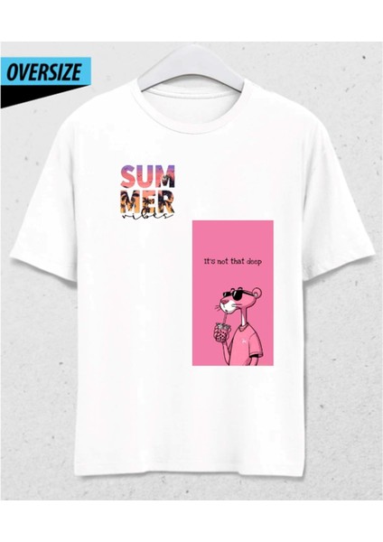 Pink Panther Holiday Oversize Siyah Tişört Siyah