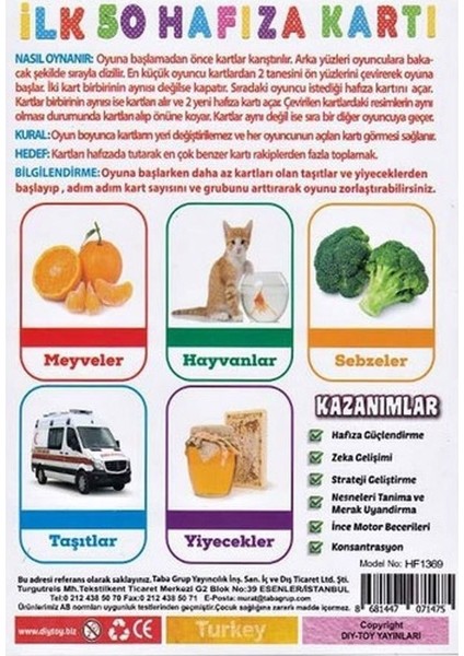 1475 Ilk 50 Hafıza Kartları (Memory Game ) fiyatları