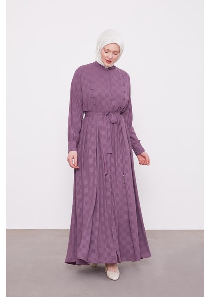Mürdüm Dama Desen Ferace