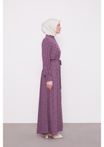 Mürdüm Dama Desen Ferace