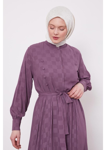 Mürdüm Dama Desen Ferace