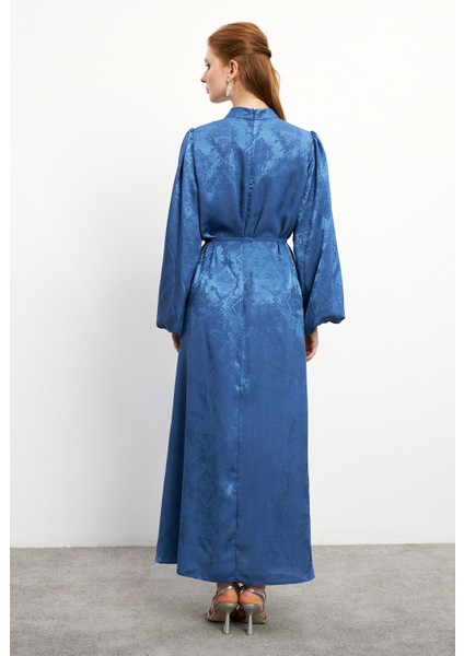 Gül Detaylı Jakar Elbise - Indigo fırsatları