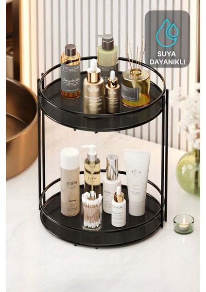 Çok Amaçlı 2 Katlı Metal Organizer, Siyah, Banyo ve Takı Düzenleyici fiyatları