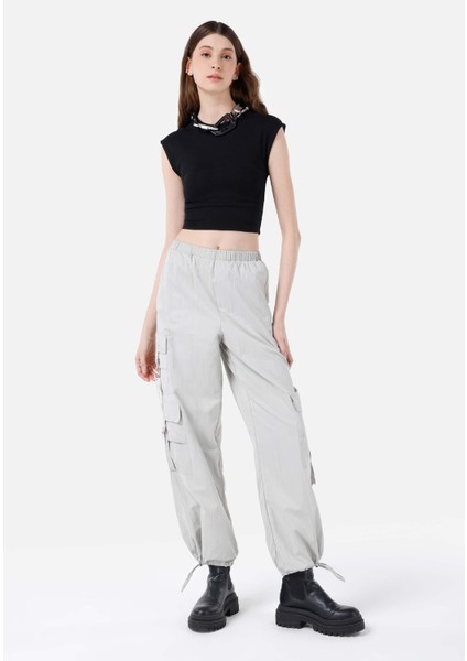 Regular Fit Düşük Bel Geniş Paça Kadın Taş Pantolon