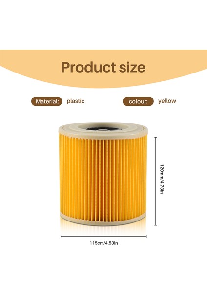 Karcher Elektrikli Süpürge Wd3 Premium Için 3 Adet Kartuş Filtre (Yurt Dışından)