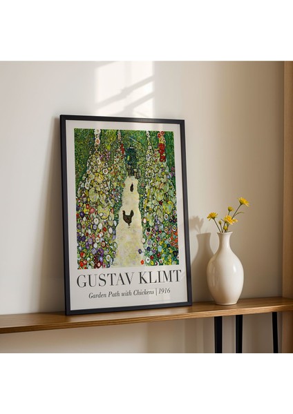 Gustav Klimt Tavuklu Bahçe Yolu 1916 Vintage Doğal Ahşap Çerçeveli Duvar Tablosu