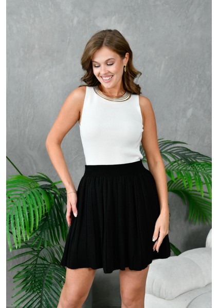 Beli Lastikli Kloş Kısa Etek