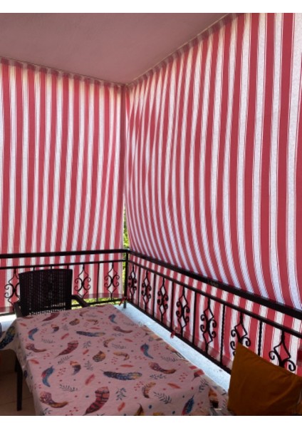 Her Ölçüde Enxboy Seçenekli Bağcıklı Çizgili Balkon Perdesi Balkon Brandası fiyatları