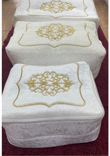 Kadife 3'lü Bej Çeyizlik Set, Şık ve Zarif Tasarım fiyatları