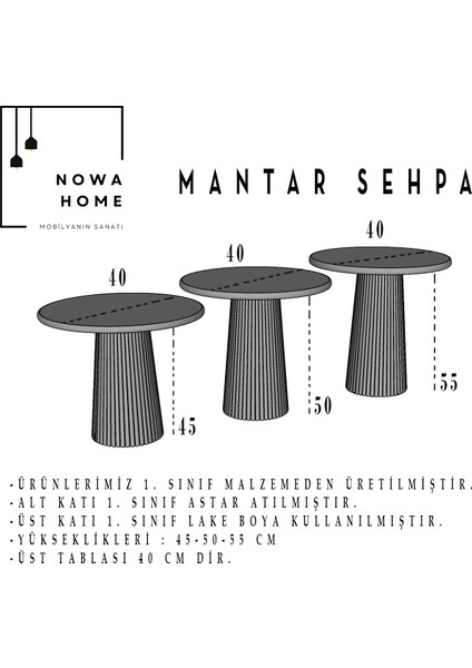 Dekoratif Şık Mantar Zigon Sehpa modelleri