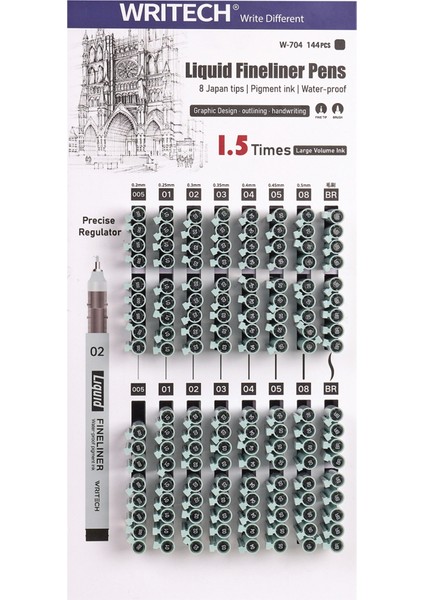 Wrıtech W-704 Lıquıd Fınelıner Kalem - 144'LÜ Stand