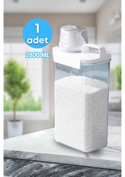 1 Adet Sızdırmaz Depolama Sıvı Toz Deterjan Erzak Saklama Kutusu- Ölçekli Deterjan Kutusu 2800 ml