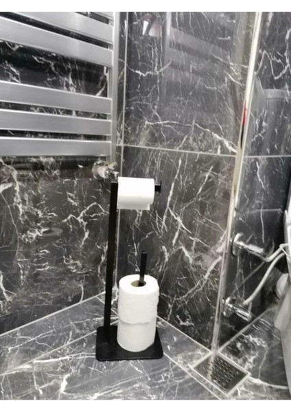 Tuvalet Kağıtlığı Yedekli Özel Tasarım Ağır Döküm Ayaklı Devrilmez Pratik Banyo Tuvalet Wc Askısı