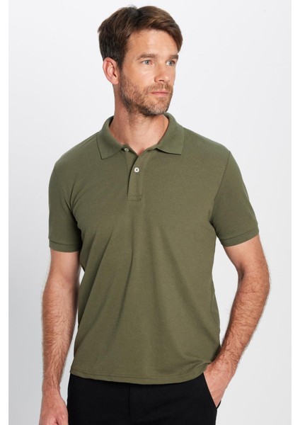 Erkek 5'li Paket Lacivert-Taş-Kahverengi-Gri-Haki Slim Fit Pamuklu Düz Pike Polo Yaka Tişört fırsatları
