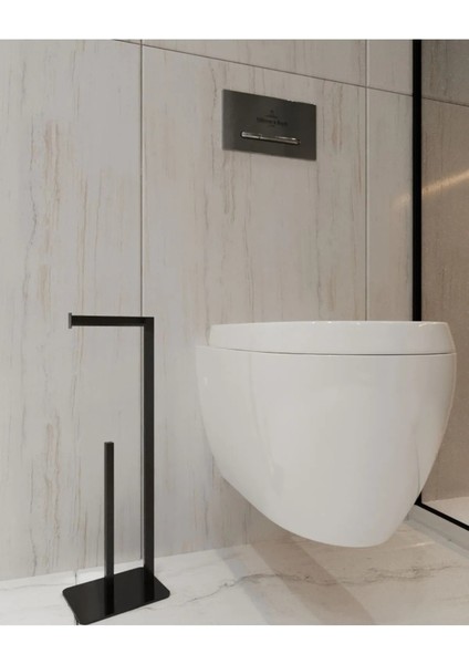 Tuvalet Kağıtlığı Yedekli Özel Tasarım Ağır Döküm Ayaklı Devrilmez Pratik Banyo Tuvalet Wc Askısı