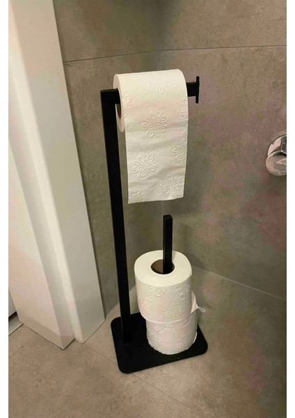 Tuvalet Kağıtlığı Yedekli Özel Tasarım Ağır Döküm Ayaklı Devrilmez Pratik Banyo Tuvalet Wc Askısı