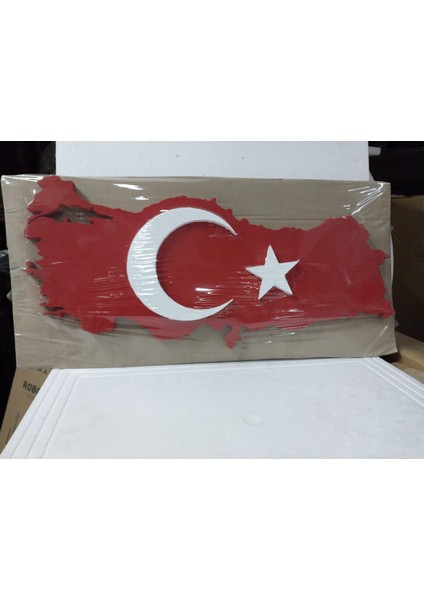 Bayrak Türkiye Haritası Şeklinde Boyalı 55X25X2 cm