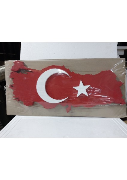 Bayrak Türkiye Haritası Şeklinde Boyalı 55X25X2 cm modelleri