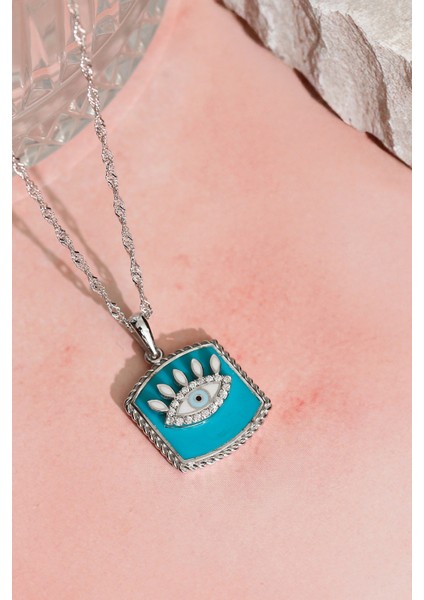 Kadın 925 Ayar Gümüş Zirkon Taşlı Mineli Göz Kolye modelleri