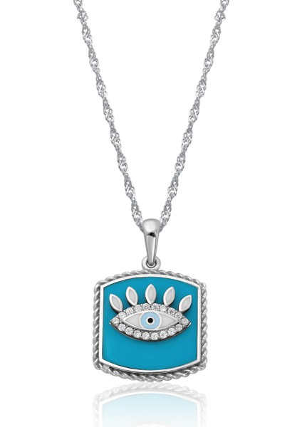 Kadın 925 Ayar Gümüş Zirkon Taşlı Mineli Göz Kolye indirimleri