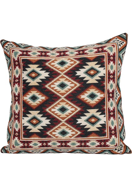 Belıeve Drogan Kilim Jakarlı Dokuma Goblen Dekoratif Şönilli Kırlent 45*45