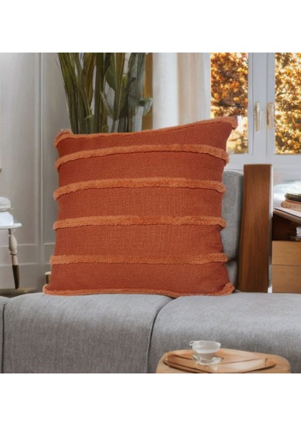 Nakışlı Kırlent Kılıfı Çizgi Nakış Klasik Model Çift Taraf ( 40 x 40 cm ) 1'lı Kalite Kumaşı