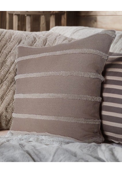 Nakışlı Kırlent Kılıfı Çizgi Nakış Klasik Model Çift Taraf ( 40 x 40 cm ) 1'lı Kalite Kumaşı