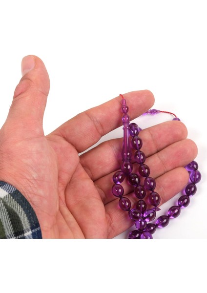Katalin Çubuk Kanada Beyzi Kesim 8X10.5 mm Tesbih -Mor-Ibrahim Atasever Usta Işi modelleri