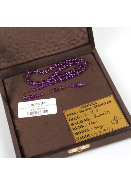 Katalin Çubuk Kanada Beyzi Kesim 8X10.5 mm Tesbih -Mor-Ibrahim Atasever Usta Işi indirimleri