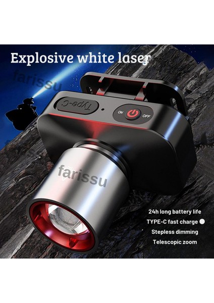WH-2102 Şarjlı Kafa Feneri - 10W, 1200 Lümen, Zoom Fonksiyonlu, C Tipi Şarjlı