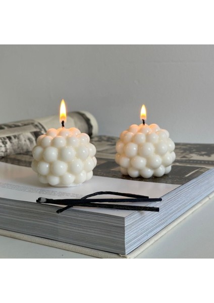 2 Li Dekoratif Top Bubble Mum Vanilya Kokulu ( Mum Ölçüsü 5X5CM) fiyatları