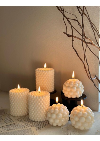 2 Li Dekoratif Top Bubble Mum Vanilya Kokulu ( Mum Ölçüsü 5X5CM) indirimleri