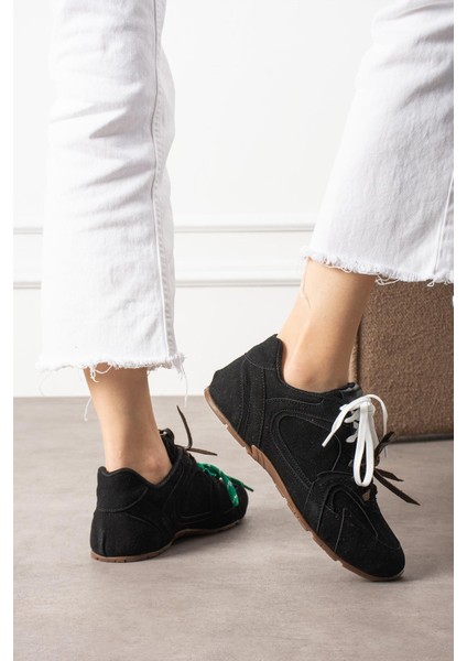 Wanca Kadın Sneakers Çift Renk Bağcıklı Spor Ayakkabı Siyah Süet fiyatları