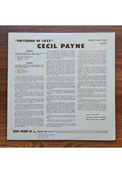 Cecil Payne – Patterns Of Jazz