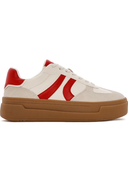 Kadın Bej Bağcıklı Kalın Tabanlı Sneaker 25SFD430714
