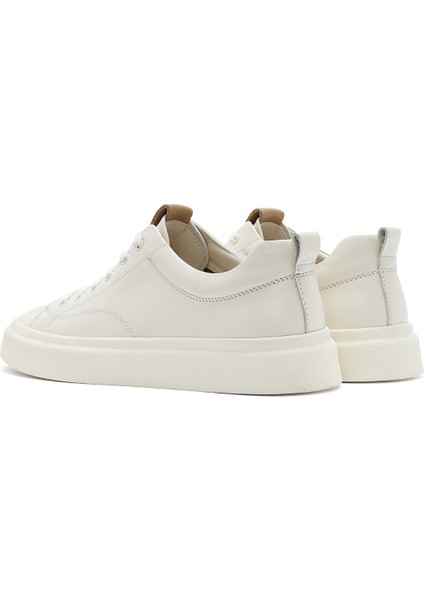 Erkek Beyaz Bağcıklı Deri Sneaker 25SFD692718