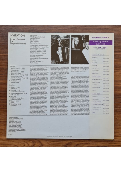 Art Van Damme & The Singers Unlimited – Invitation fiyatları