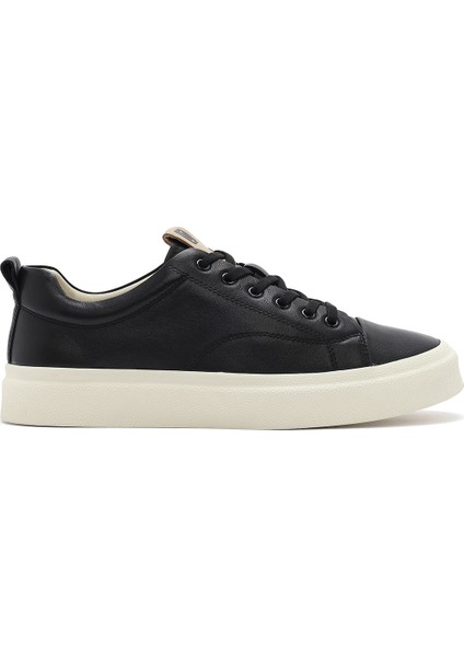 Erkek Siyah Bağcıklı Deri Sneaker 25SFD692718