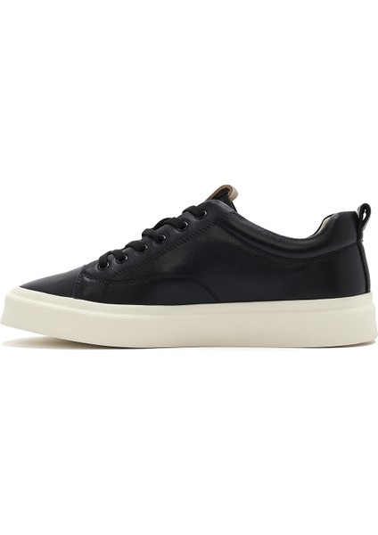 Erkek Siyah Bağcıklı Deri Sneaker 25SFD692718