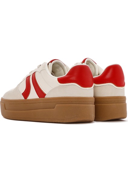 Kadın Bej Bağcıklı Kalın Tabanlı Sneaker 25SFD430714