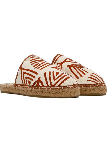 Kastamonu Taş Baskı Kadın Taba Desenli Espadril Terlik 25SFD20806F