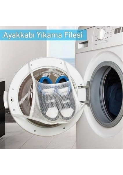 Pratik Çamaşır Makinesi Kapağa Bağlamalı Ayakkabı Yıkama Filesi