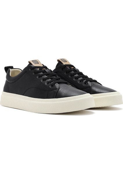 Erkek Siyah Bağcıklı Deri Sneaker 25SFD692718