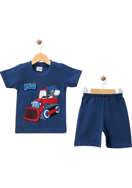 Erkek Çocuk Kepçe Baskılı Yazlık Tişört-Şort Ikili Takım Çocuk Tişört Şort Alt Üst Takım