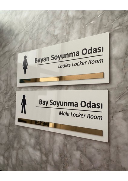 Bronz Aynalı Parlak Beyaz Seri Bay&bayan Soyunma Odası Yönlendirme Levha Seti fiyatları