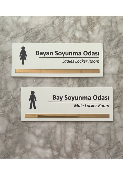 Bronz Aynalı Parlak Beyaz Seri Bay&bayan Soyunma Odası Yönlendirme Levha Seti modelleri