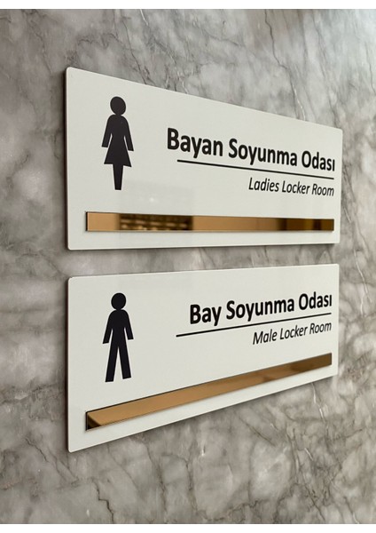 Bronz Aynalı Parlak Beyaz Seri Bay&bayan Soyunma Odası Yönlendirme Levha Seti fırsatları