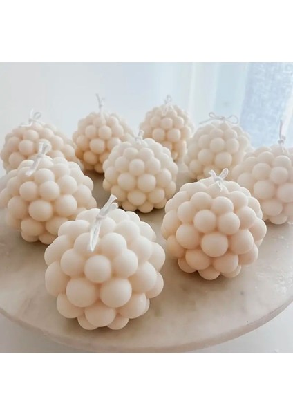 3'lü Dekoratif Vanilya Kokulu Top Mum, 5x5cm, beyaz, huzur ve sıcaklık sağlar fiyatları