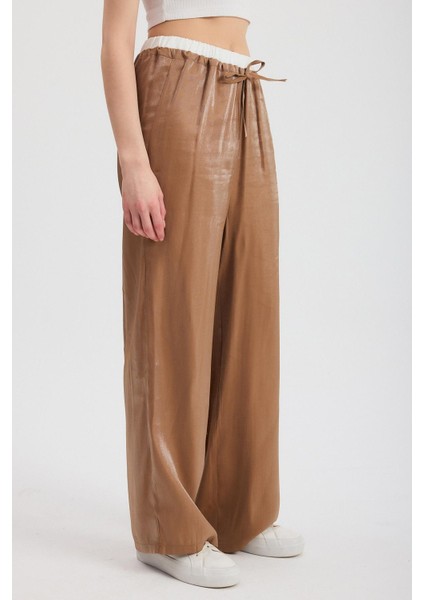 4328A Bel Lastikli Pantolon Vizon